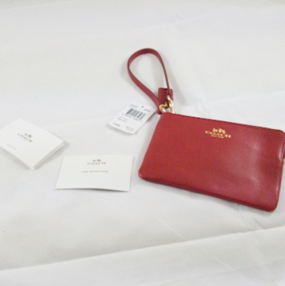Coach Red Leather Wristlet - Picture 1 of 6